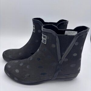 Share London Fog Boots Womens Size 7 Black Piccadilly Rain Ankle Polka Dot Print